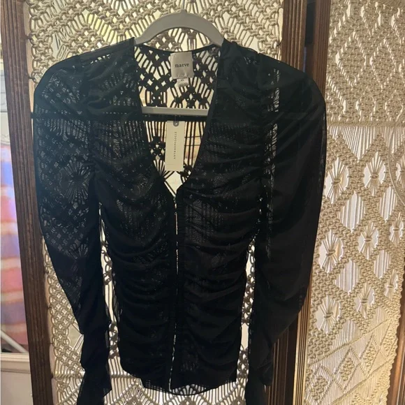 Anthropologie Black Sheer Top - Picture 3 of 4
